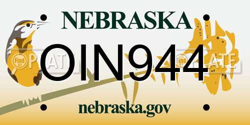 OIN944 Nebraska License Plate