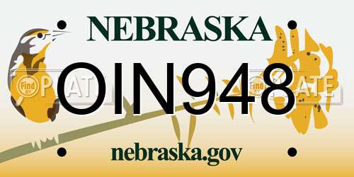 OIN948 Nebraska License Plate
