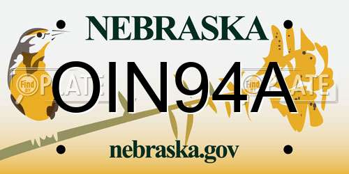 OIN94A Nebraska License Plate