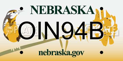 OIN94B Nebraska License Plate