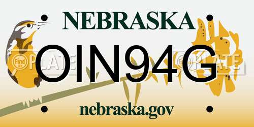 OIN94G Nebraska License Plate