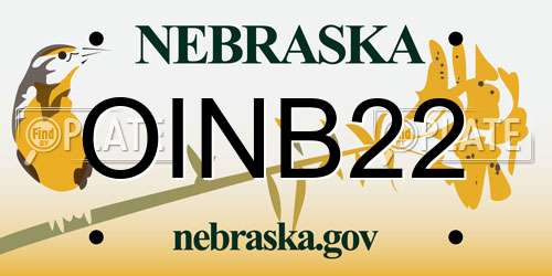 OINB22 Nebraska License Plate