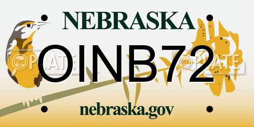 OINB72 Nebraska License Plate