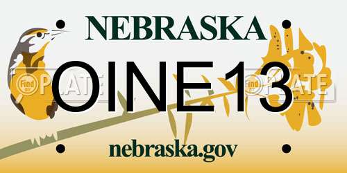 OINE13 Nebraska License Plate