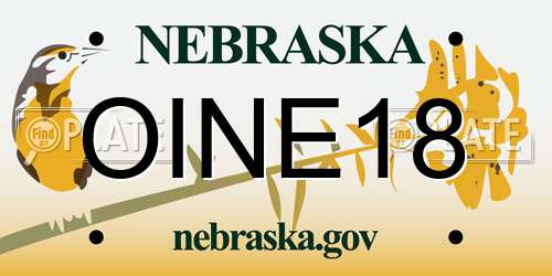 OINE18 Nebraska License Plate