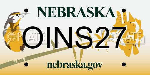 OINS27 Nebraska License Plate