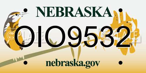 OIO9532 Nebraska License Plate