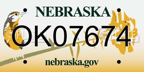 OK07674 Nebraska License Plate