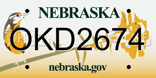 OKD2674 Nebraska License Plate