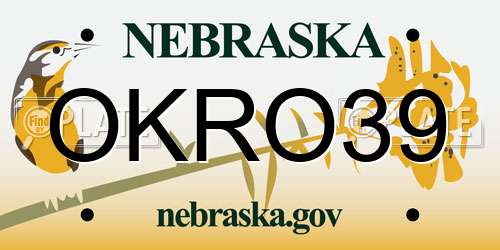 OKRO39 Nebraska License Plate