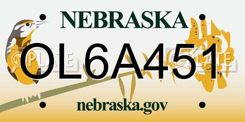 OL6A451 Nebraska License Plate
