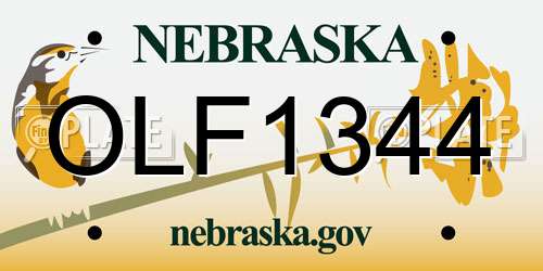 OLF1344 Nebraska License Plate