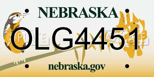OLG4451 Nebraska License Plate