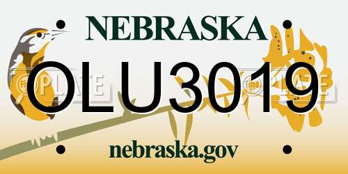 OLU3019 Nebraska License Plate