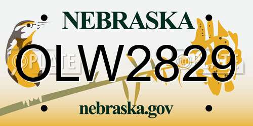 OLW2829 Nebraska License Plate