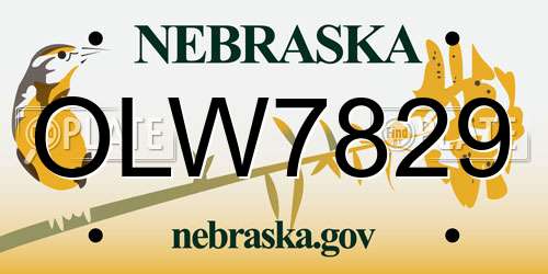 OLW7829 Nebraska License Plate
