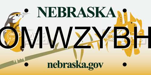 OMWZYBH Nebraska License Plate