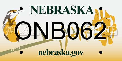 ONB062 Nebraska License Plate
