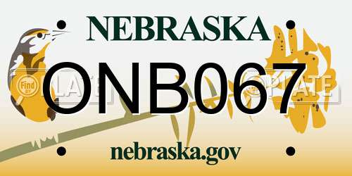ONB067 Nebraska License Plate