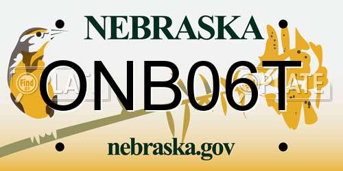ONB06T Nebraska License Plate