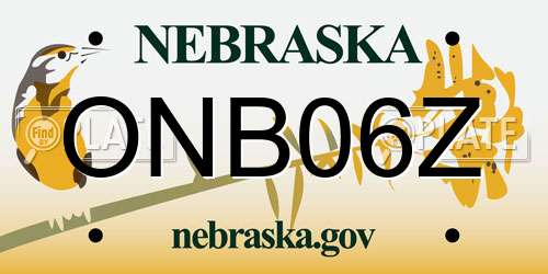 ONB06Z Nebraska License Plate