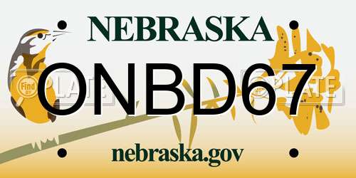 ONBD67 Nebraska License Plate