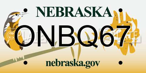 ONBQ67 Nebraska License Plate