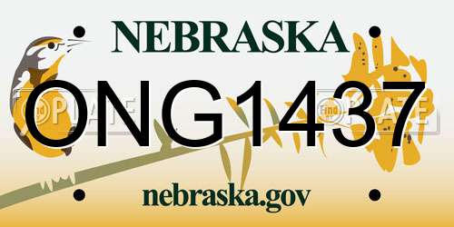 ONG1437 Nebraska License Plate