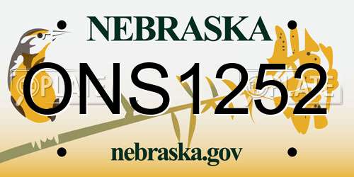 ONS1252 Nebraska License Plate