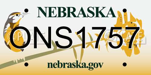 ONS1757 Nebraska License Plate