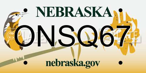 ONSQ67 Nebraska License Plate