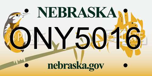 ONY5016 Nebraska License Plate