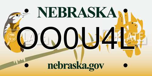 OO0U4L Nebraska License Plate