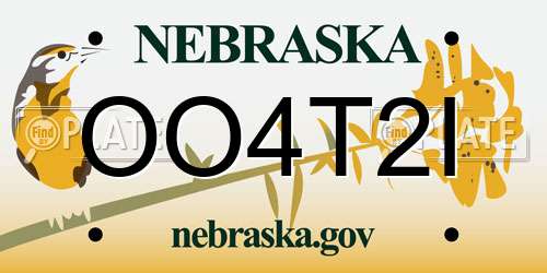 OO4T2I Nebraska License Plate