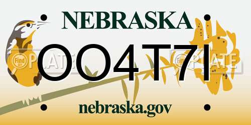OO4T7I Nebraska License Plate