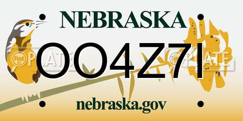 OO4Z7I Nebraska License Plate
