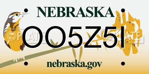 OO5Z5I Nebraska License Plate
