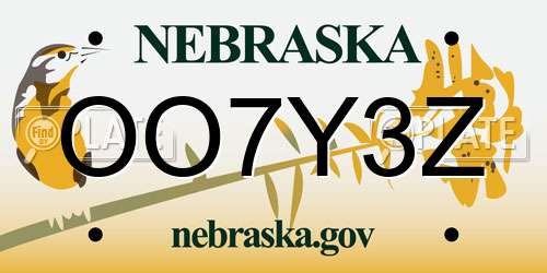 OO7Y3Z Nebraska License Plate