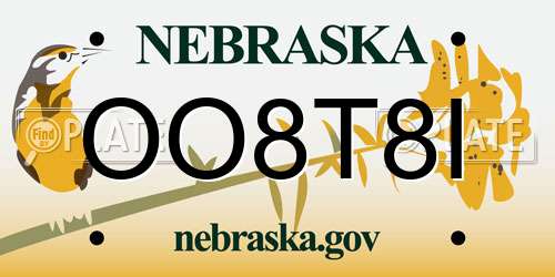 OO8T8I Nebraska License Plate
