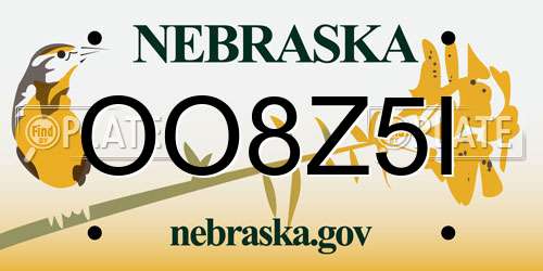 OO8Z5I Nebraska License Plate