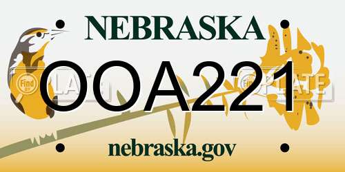 OOA221 Nebraska License Plate