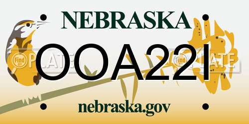 OOA22I Nebraska License Plate