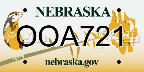 OOA721 Nebraska License Plate