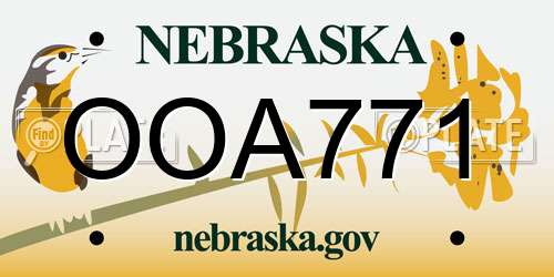 OOA771 Nebraska License Plate
