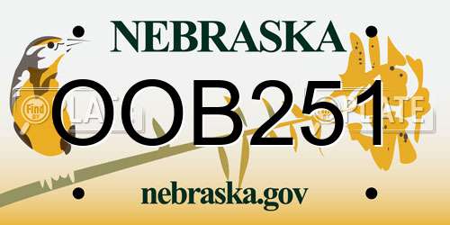 OOB251 Nebraska License Plate