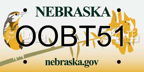 OOBT51 Nebraska License Plate