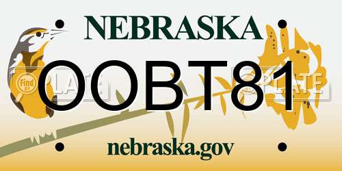 OOBT81 Nebraska License Plate