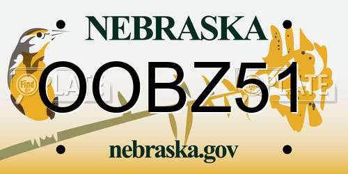 OOBZ51 Nebraska License Plate
