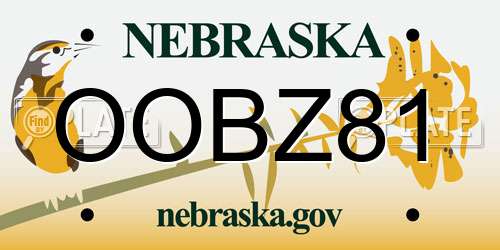 OOBZ81 Nebraska License Plate