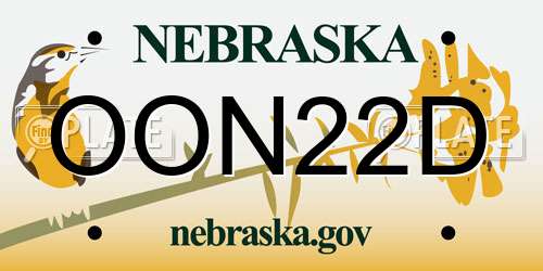 OON22D Nebraska License Plate